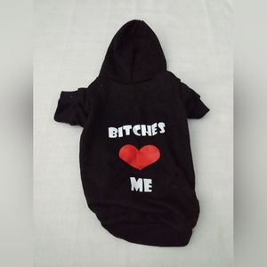 Dog novelty Hoodie black with Red Heart Design BIT- - - - love me